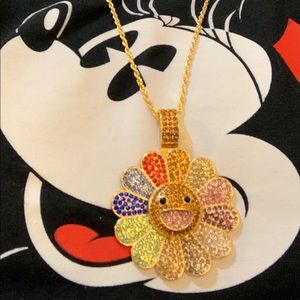 Murakami happy necklace diamond spinner pendant
